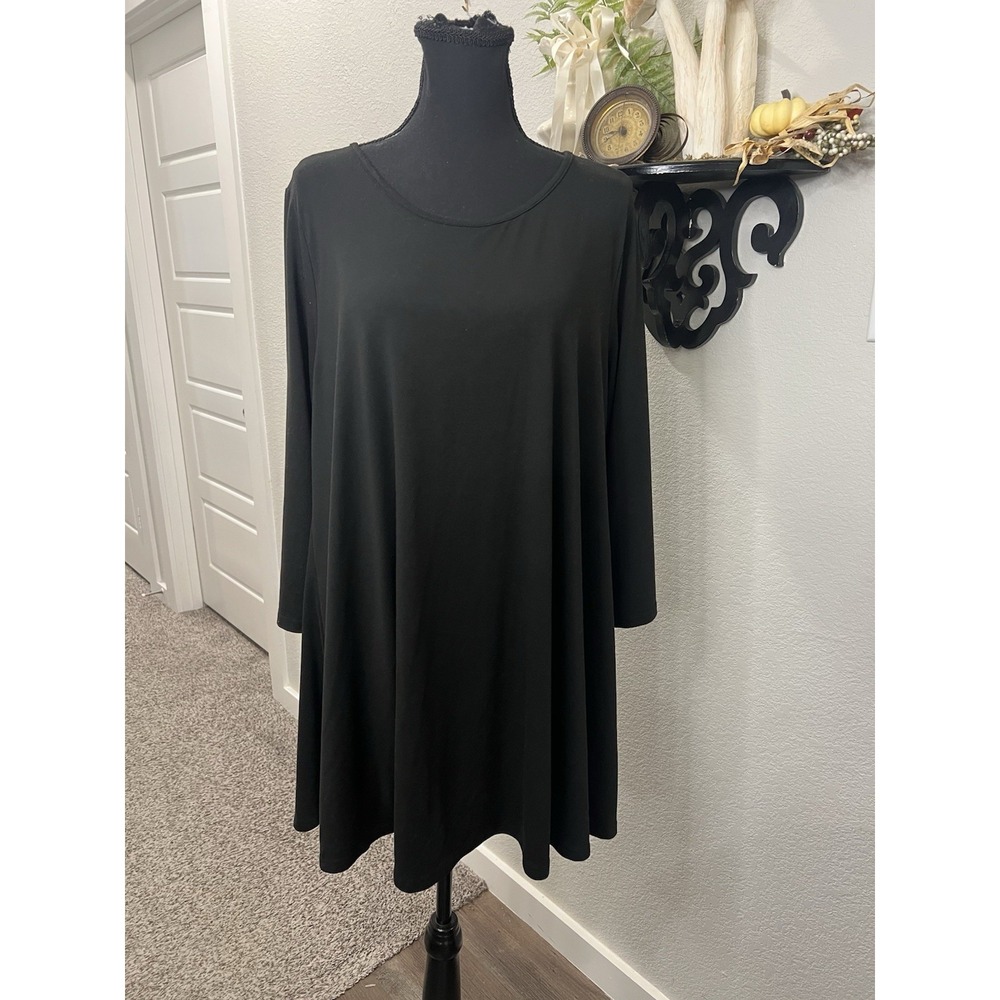 Enmain Black Stretchy 3/4 Sleeve Tunic Blouse Sz 2XL Whimsigoth